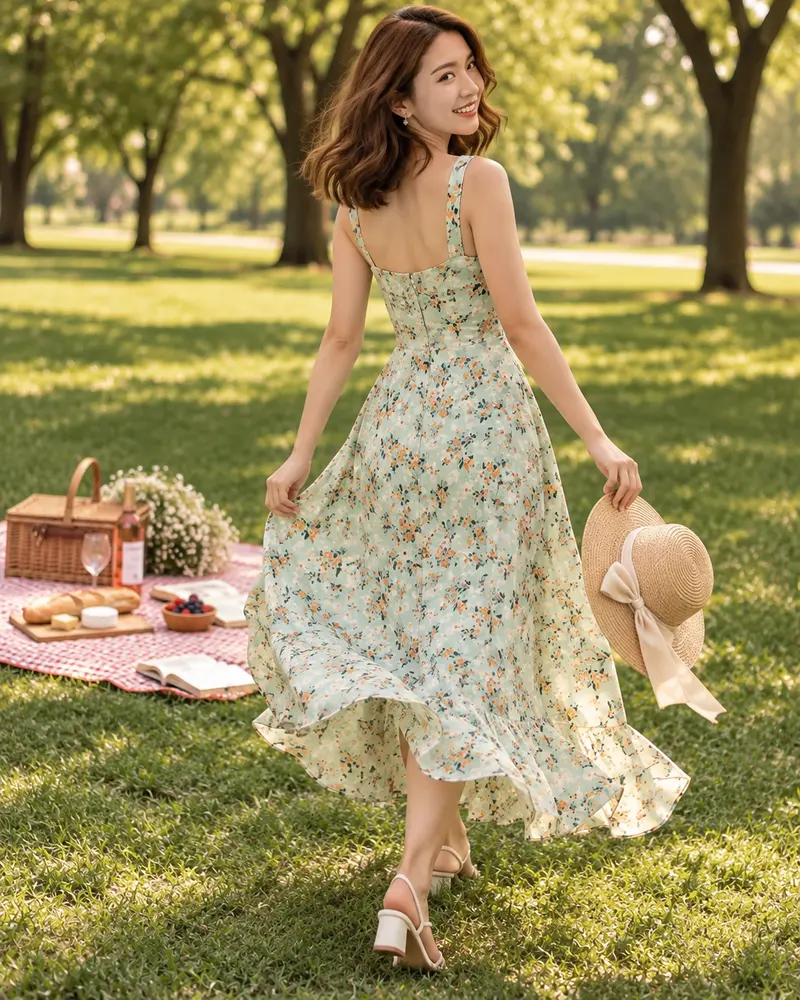 Floral Fit & Flare Sleeveless Midi Dress