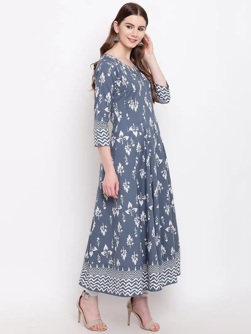 Indigo A-Line Cotton Kurta
