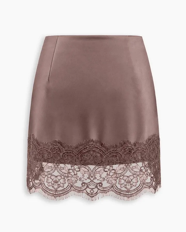 Lace Trim Mini Skirt in Lilac