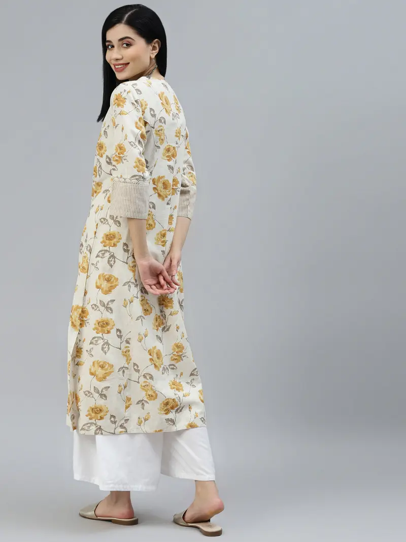 Off White Long Half Sleeve Dress