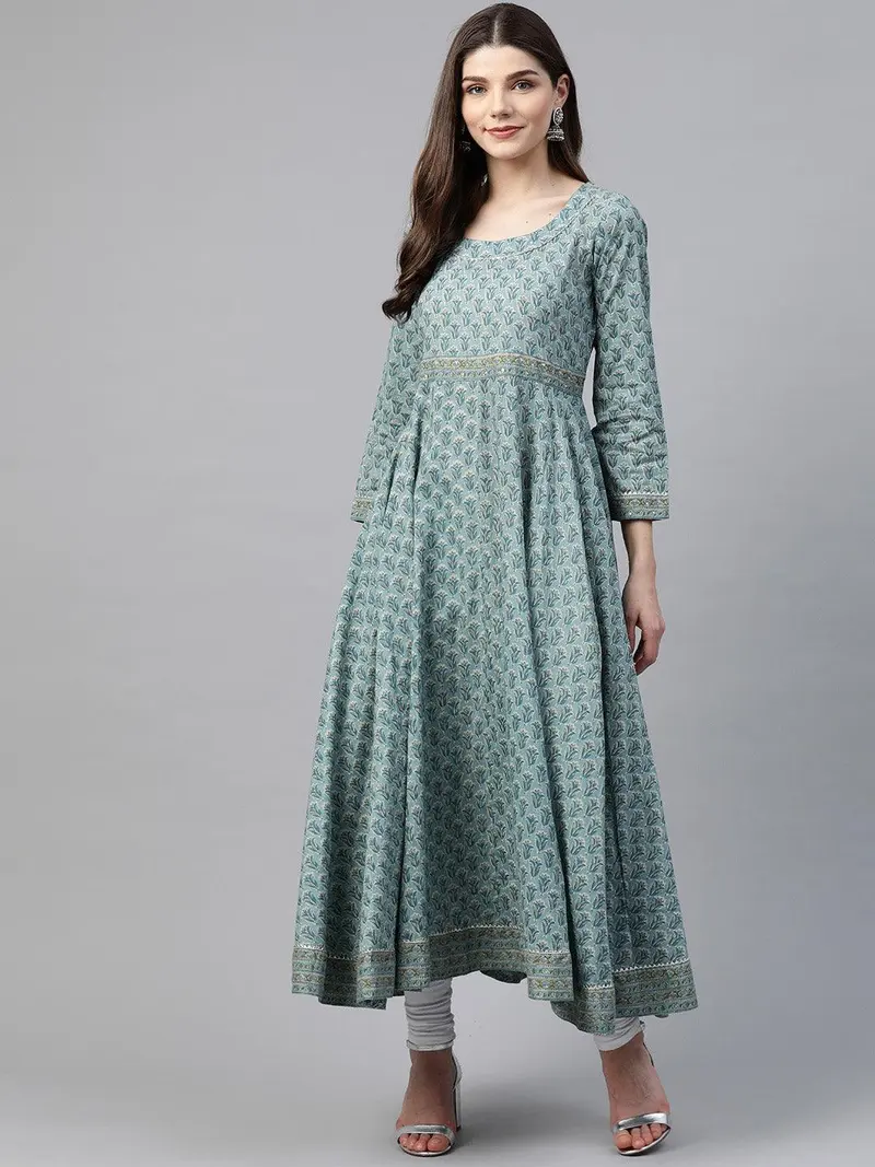 Rama Long Kurti With Half Sleeve