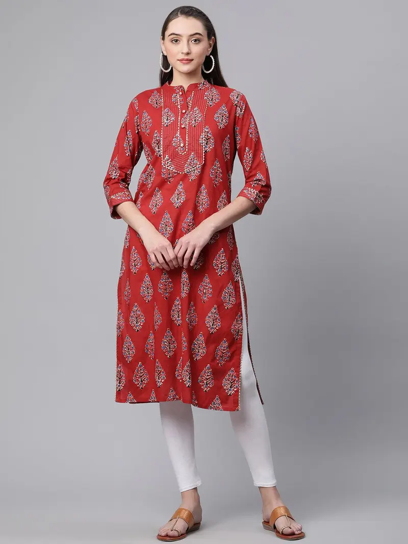 Red Long Sleeve Kurti