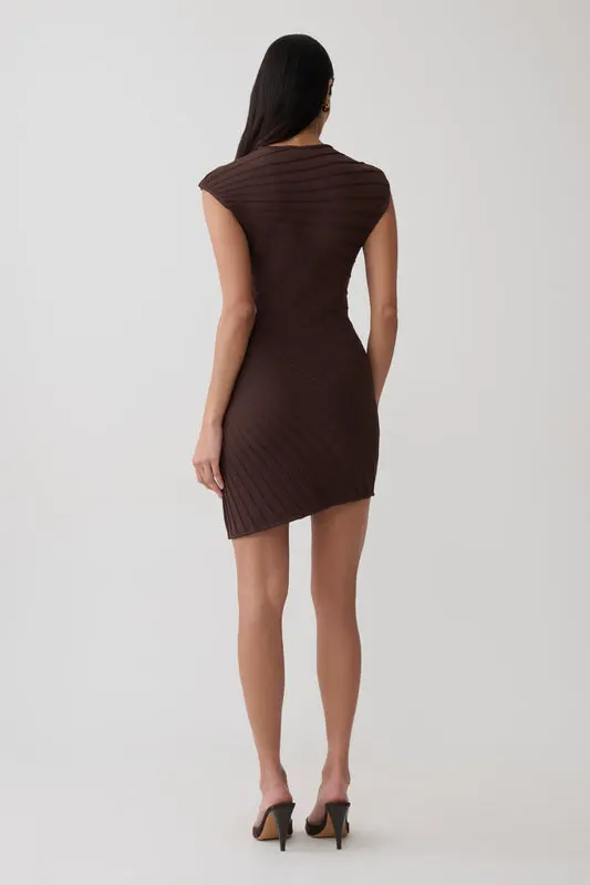 Ribbed Sleeveless Mini Dress - Dark Chocolate