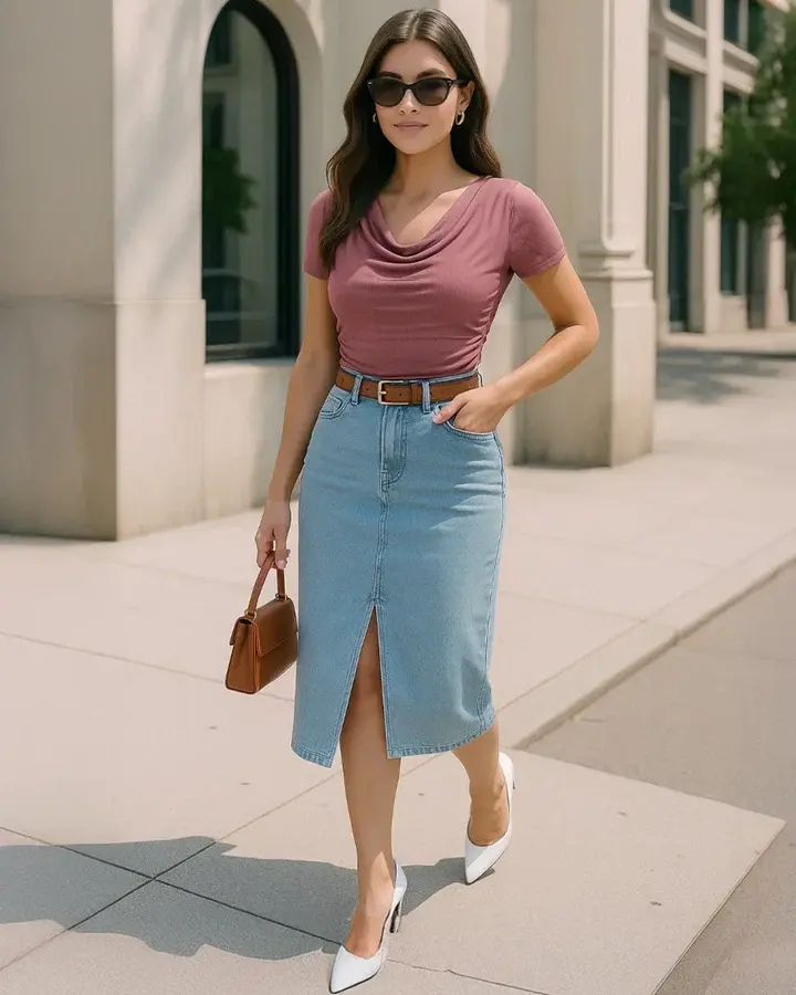 Ruched Short-Sleeve Cowl Neck Top In Pink