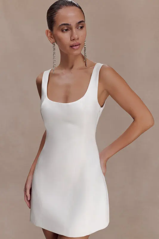 Satin Mini Dress - White